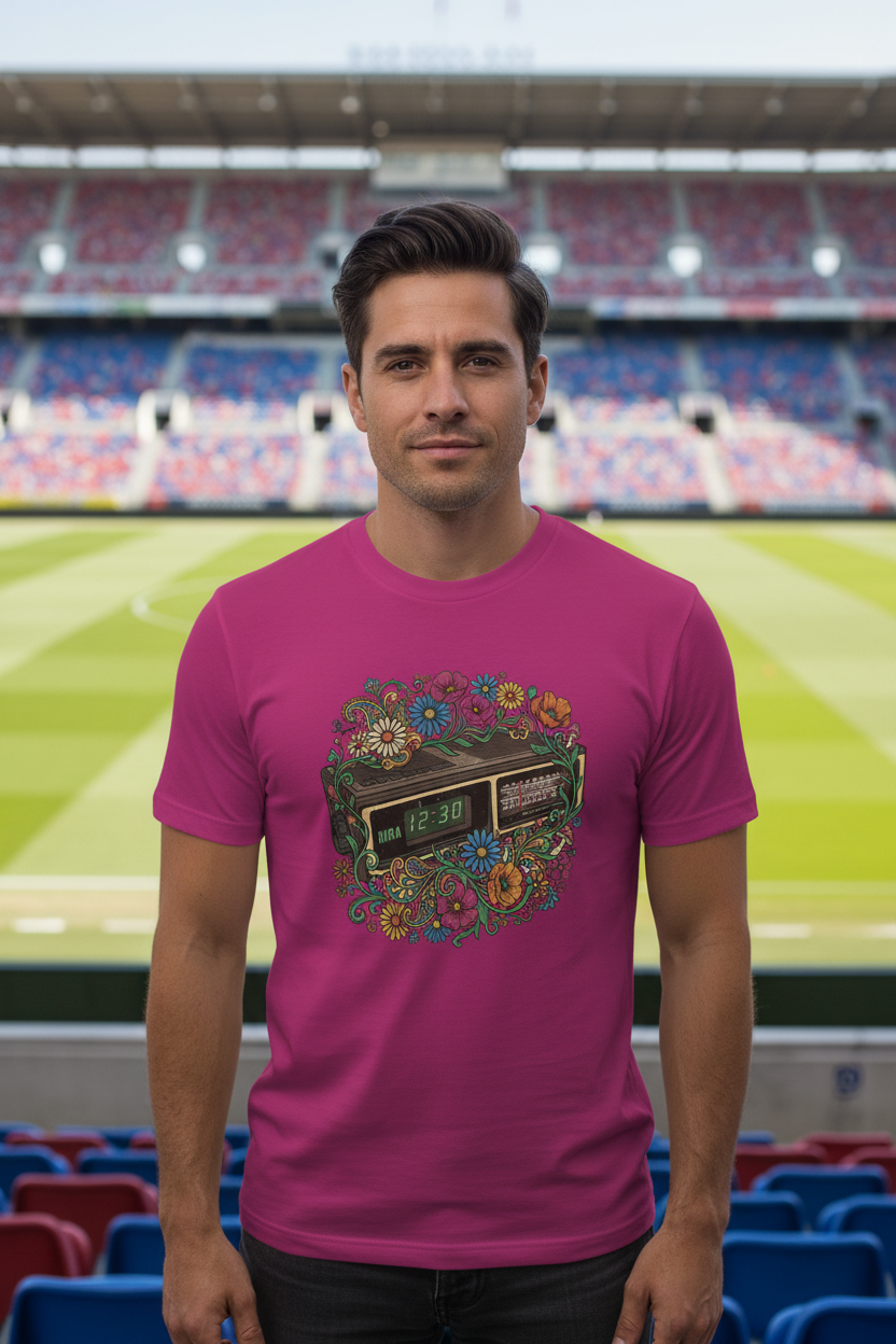 Hippy Retro Alarm Clock flowery T-shirt
